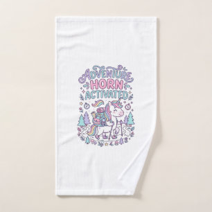 Unicorn Adventure Horn Activated Cute Pastel Graph Hand Towel