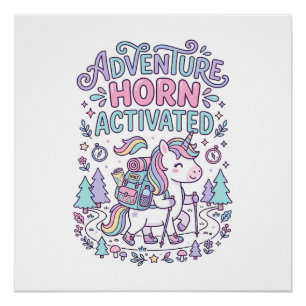 Unicorn Adventure Horn Activated Cute Pastel Graph Poster