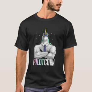 Unicorn Aeroplane Pilot Pilotcorn Aviation Aircraf T-Shirt