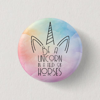 Unicorn Affirmation, Pink & Blue Pastel Rainbow 3 Cm Round Badge