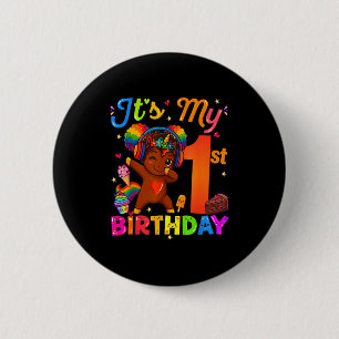 Unicorn Afro 1st Birthday Girl Natural Hair Afro A 6 Cm Round Badge