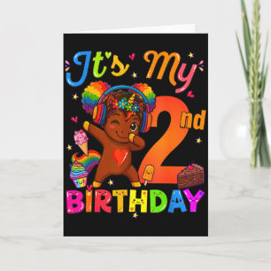 Unicorn Afro 2nd Birthday Girl Natural Hair Afro A Card