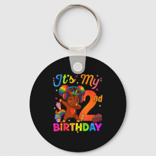 Unicorn Afro 2nd Birthday Girl Natural Hair Afro A Key Ring