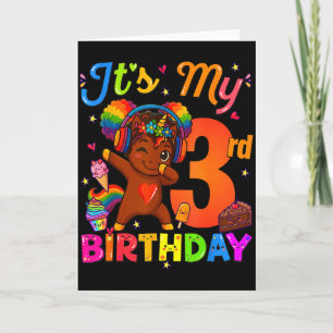 Unicorn Afro 3rd Birthday Girl Natural Hair Afro A Card