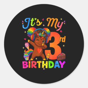 Unicorn Afro 3rd Birthday Girl Natural Hair Afro A Classic Round Sticker