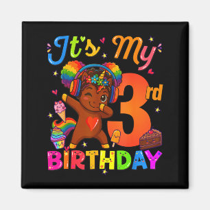 Unicorn Afro 3rd Birthday Girl Natural Hair Afro A Magnet