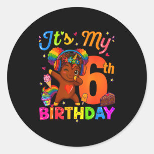 Unicorn Afro 6th Birthday Girl Natural Hair Afro A Classic Round Sticker