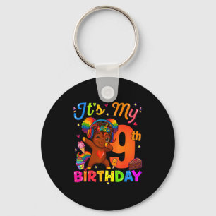 Unicorn Afro 9th Birthday Girl Natural Hair Afro A Key Ring