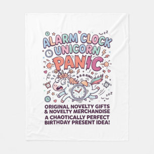 Unicorn Alarm Clock Unicorn Panic Bold Typography  Fleece Blanket