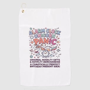 Unicorn Alarm Clock Unicorn Panic Bold Typography Golf Towel