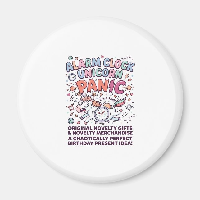 Unicorn Alarm Clock Unicorn Panic Bold Typography  Magnet (Front)