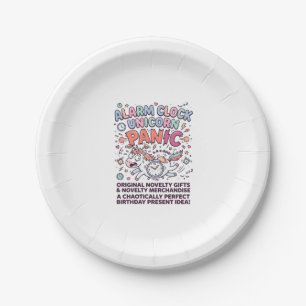 Unicorn Alarm Clock Unicorn Panic Bold Typography  Paper Plate