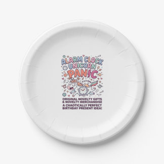 Unicorn Alarm Clock Unicorn Panic Bold Typography  Paper Plate