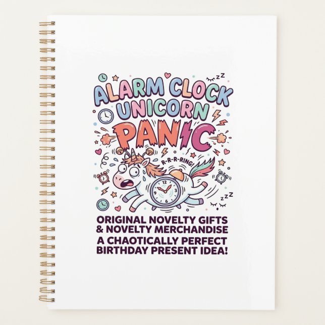 Unicorn Alarm Clock Unicorn Panic Bold Typography  Planner (Front)