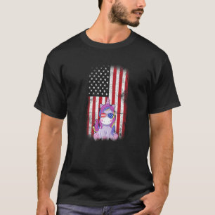 Unicorn American Flag Boys Girls Men Women Fourth  T-Shirt