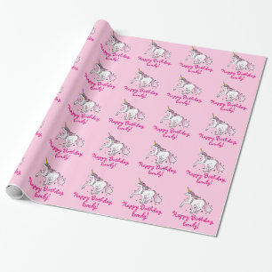Unicorn Among the Stars Birthday Name Customisable Wrapping Paper