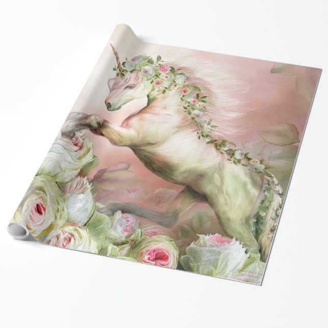 Unicorn And A Rose Art Gift Wrap (Unrolled)