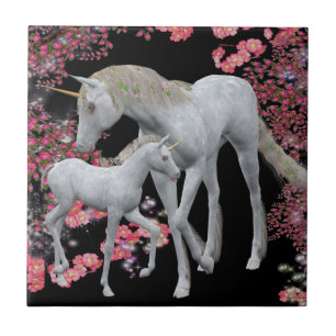 Unicorn And Baby Fantasy Tile Trivet