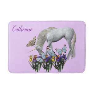 Unicorn And Butterflies Animal Bath Mat