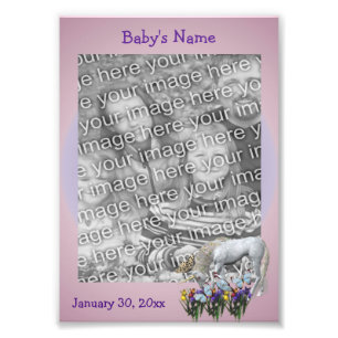 Unicorn And Butterflies Animal Frame Template Photo Print