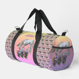 Unicorn And Butterflies Animal Personalised Duffle Bag