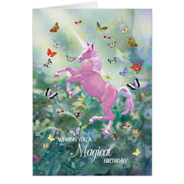 Unicorn and Butterflies Birthday  (Front)