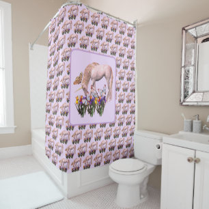 Unicorn And Butterflies Fantasy Shower Curtain