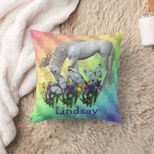 Unicorn And Butterflies Personalised Cushion