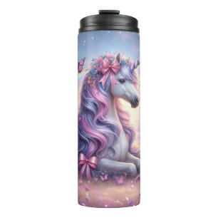Unicorn and Butterflies Pink Coquette Fantasy Thermal Tumbler