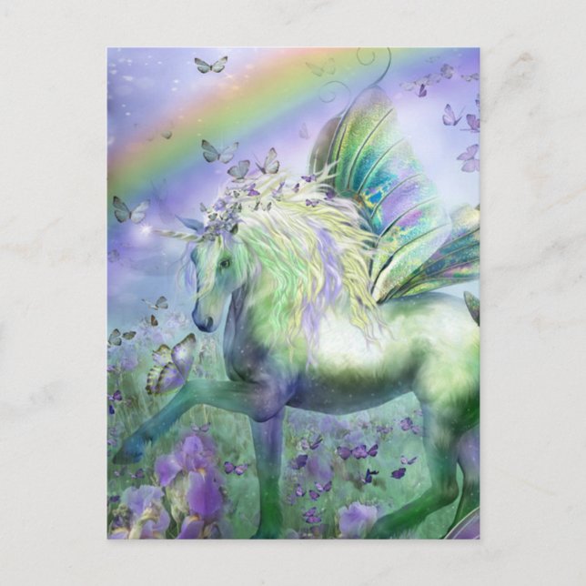unicorn and butterflies postcard (Front)