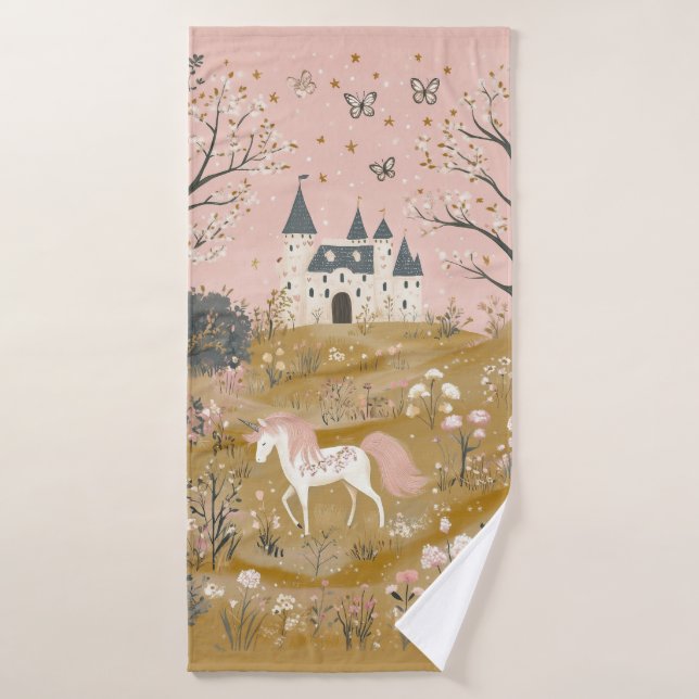 Unicorn and Castle Towel for Girl (Bath Towel)