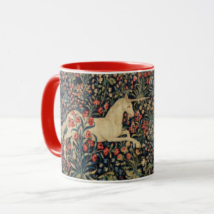 UNICORN AND DEER,FLOWERS, FOREST ANIMALS Floral Mug