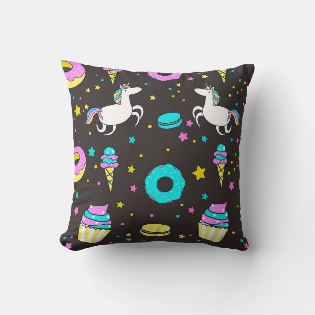 Unicorn and Dinosaur pattern Cushion (Front)