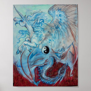 Unicorn and Dragon Yin Yang Poster