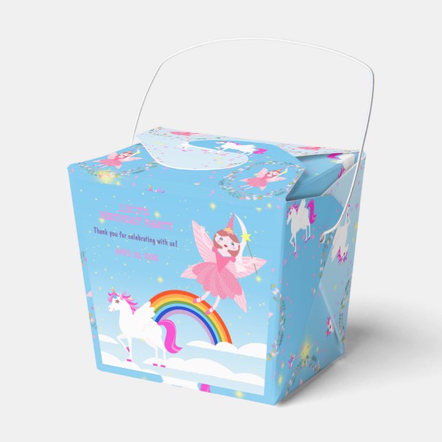 Unicorn and Fairy Magic Birthday Party Favour Box (Front Side)