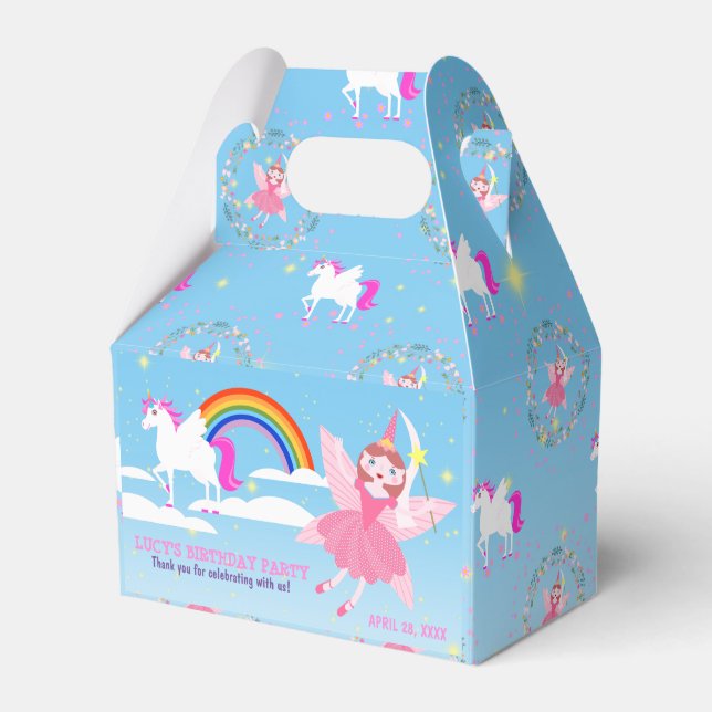 Unicorn and Fairy Magic Birthday Party Favour Box (Front Side)