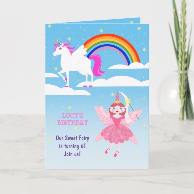 Unicorn and Fairy Magic Birthday Party Invitation (Front)