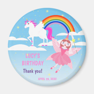Unicorn and Fairy Magic Birthday Party Magnet