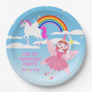 Unicorn and Fairy Magic Birthday Party Paper Plate