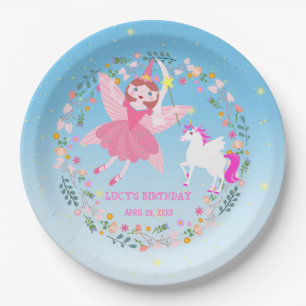Unicorn and Fairy Magic Birthday Party Paper Plate