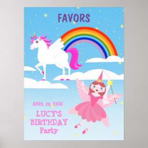 Unicorn and Fairy Magic Birthday Party Poster