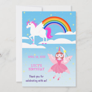 Unicorn and Fairy Magic Birthday Party Thank You Card