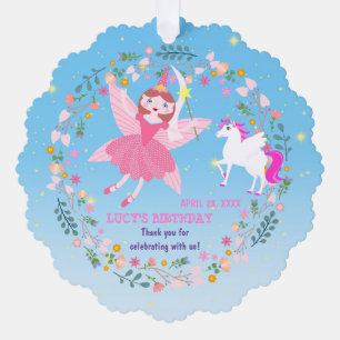 Unicorn and Fairy Magic Birthday Party Tree Decoration Card