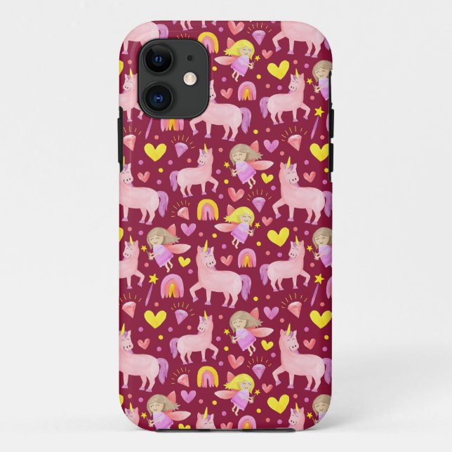 Unicorn and Fairy Patterned Case-Mate iPhone Case (Back)