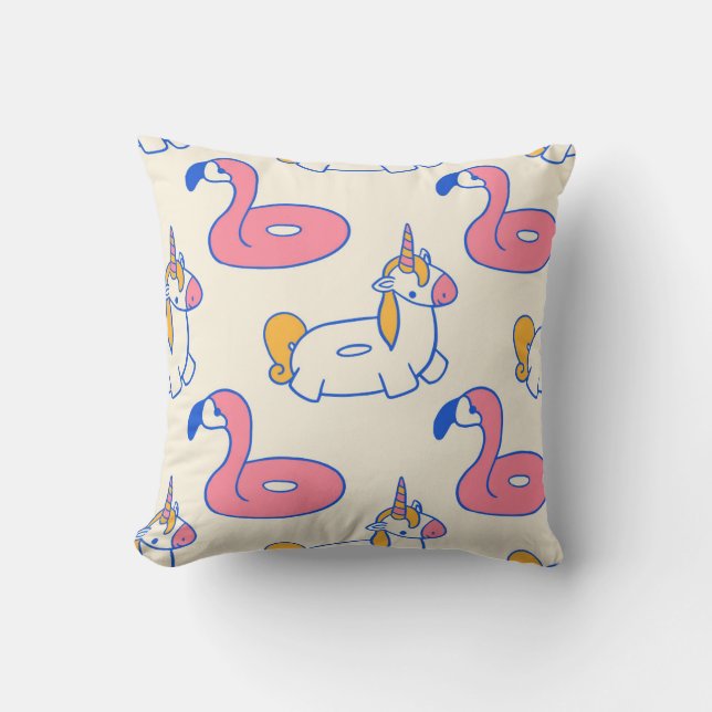 Unicorn and Flamingo Fun Cushion (Front)
