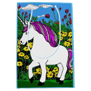 Unicorn and Flower Field Medium Gift Bag