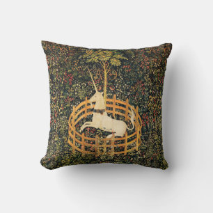 UNICORN AND GOTHIC FANTASY FLOWERS,FLORAL MOTIFS CUSHION