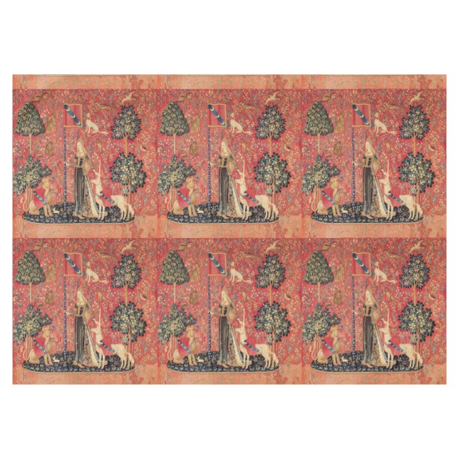 UNICORN AND GOTHIC FANTASY FLOWERS,FLORAL MOTIFS TABLECLOTH (Front (Horizontal))