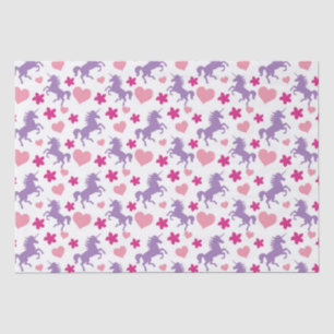 Unicorn and Hearts Pattern Tissue Paper