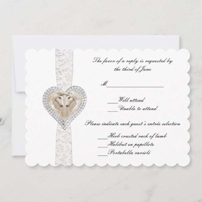 Unicorn And Lace Wedding Response Card (Front)